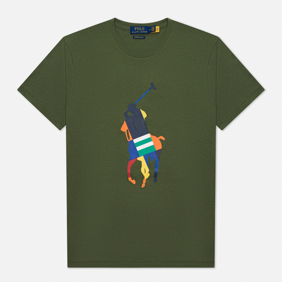 Мужская футболка Polo Ralph Lauren Custom Slim Fit Big Pony Army