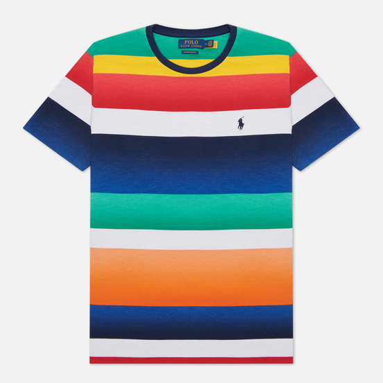 Мужская футболка Polo Ralph Lauren Multicolor Striped Crew Neck Spectrum Orange/Multi