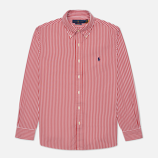 Мужская рубашка Polo Ralph Lauren Custom Fit Button Down Streep Sunrise Red/White