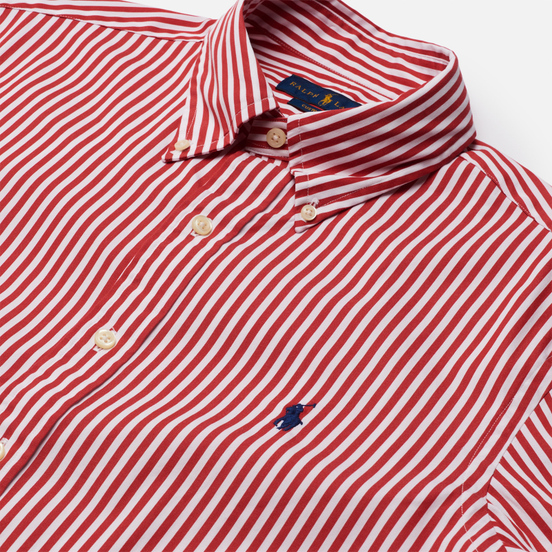 Мужская рубашка Polo Ralph Lauren Custom Fit Button Down Streep Sunrise Red/White