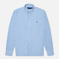 Мужская рубашка Polo Ralph Lauren Custom Fit Button Down Streep Sky Blue/White