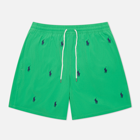 Мужские шорты Polo Ralph Lauren All Over Embroidered Polo Pony Traveler Mid Golf Green