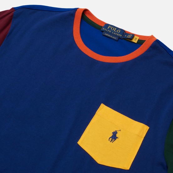 Мужская футболка Polo Ralph Lauren Color Block Embroidered Logo Pocket Fall Royal/Multi