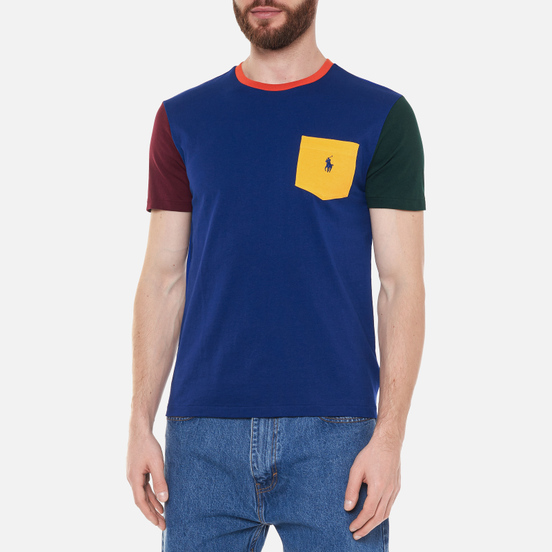 Мужская футболка Polo Ralph Lauren Color Block Embroidered Logo Pocket Fall Royal/Multi