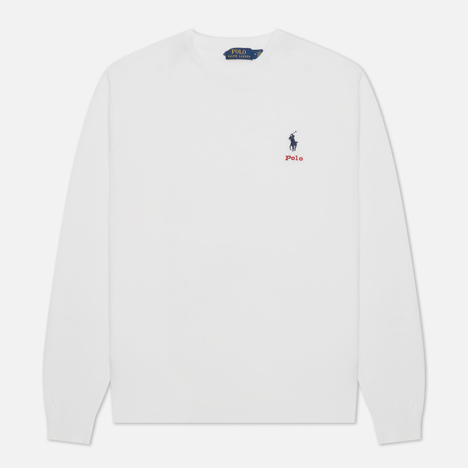 Мужской свитер Polo Ralph Lauren, цвет белый, размер L 710-850117-007 Cotton Crew Neck Regular Fit - фото 1