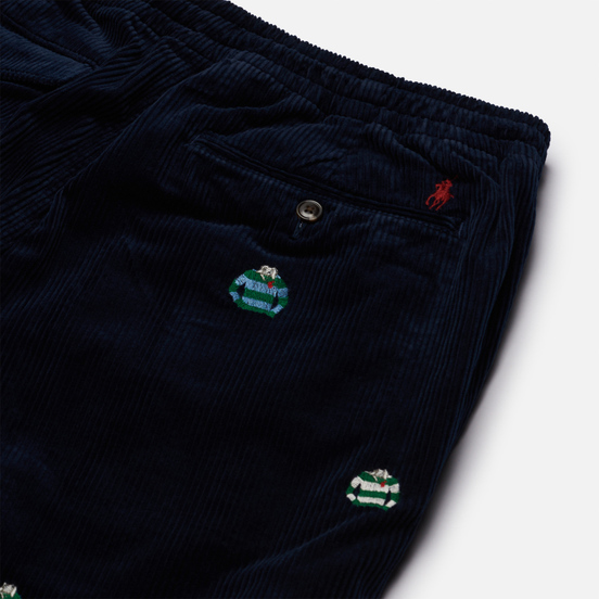 Мужские брюки Polo Ralph Lauren Classic Tapered Fit Corduroy Prepster Hunter Navy/Rugby Shirt Embroidered