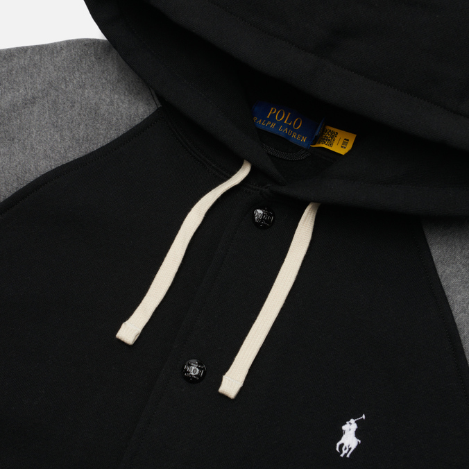 Мужская толстовка Polo Ralph Lauren, цвет чёрный, размер S 710-850315-001 Lightweight Athletic Fleece Hooded Baseball - фото 2