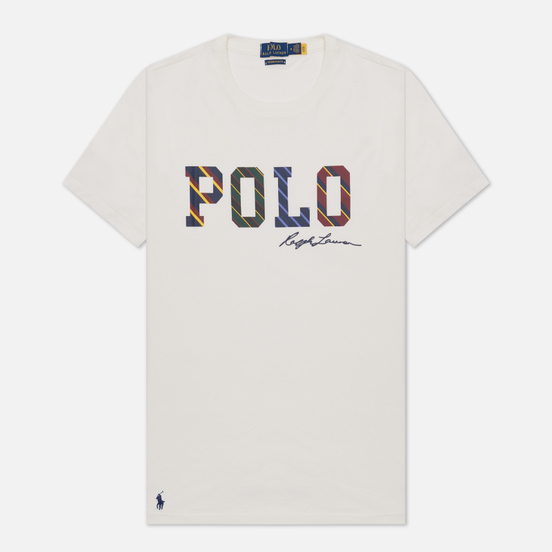 Мужская футболка Polo Ralph Lauren Custom Slim Fit Multicolor Logo Deckwash White