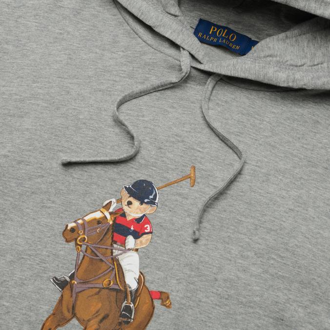 Мужской лонгслив Polo Ralph Lauren, цвет серый, размер S 710-853354-001 Big Polo Bear Player Hoodie - фото 2