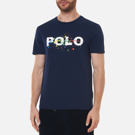 Мужская футболка Polo Ralph Lauren Classic Fit Paint Splatter Logo Newport Navy