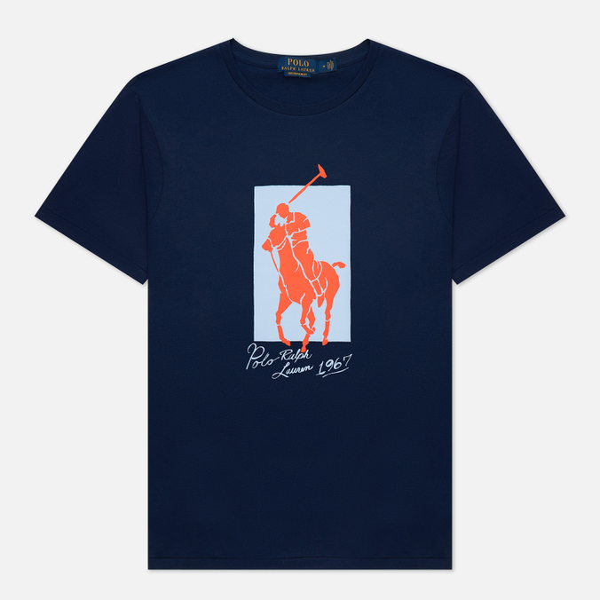 Мужская футболка Polo Ralph Lauren, цвет синий, размер S 710-857311-002 Classic Fit Big Pony Box - фото 1