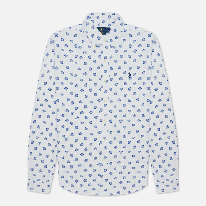 Мужская рубашка Polo Ralph Lauren, цвет белый, размер XXL 710-857889-001 Custom Slim Fit Tumbled Floral Woodblock - фото 1