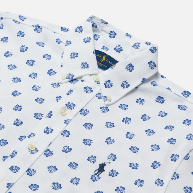 Мужская рубашка Polo Ralph Lauren, цвет белый, размер XXL 710-857889-001 Custom Slim Fit Tumbled Floral Woodblock - фото 2