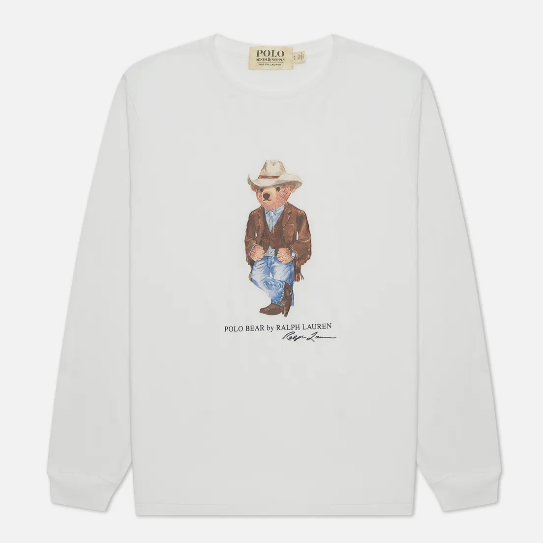 Polo Ralph Lauren Мужской лонгслив Custom Slim Fit Polo Bear Cowboy