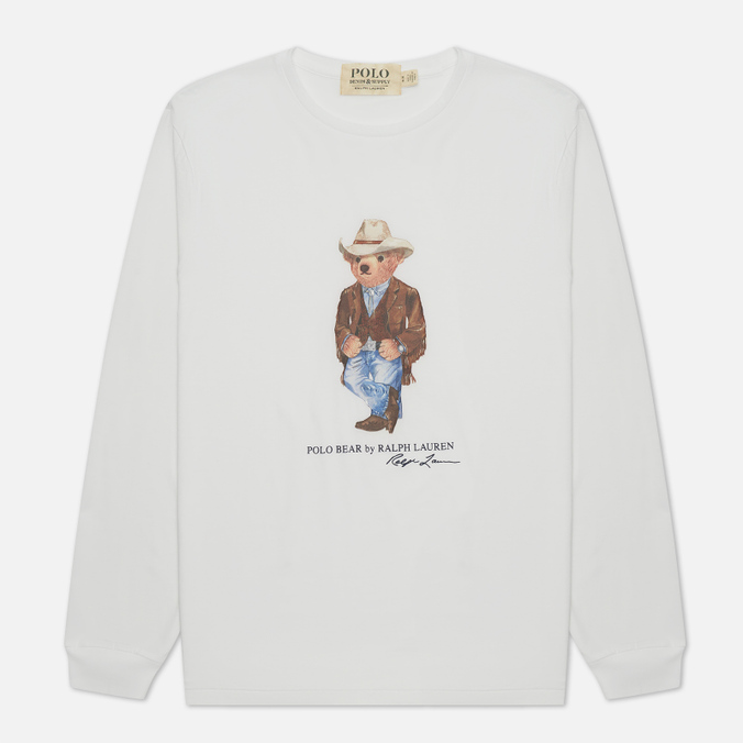 Мужской лонгслив Polo Ralph Lauren, цвет белый, размер XXL 710-858030-001 Custom Slim Fit Polo Bear Cowboy - фото 1