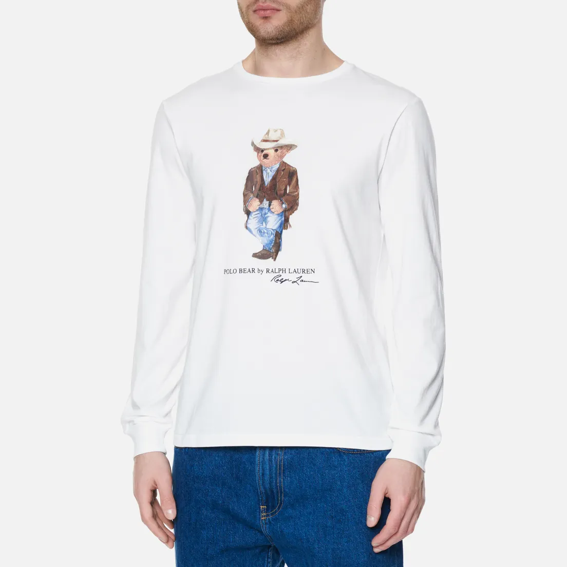 Polo Ralph Lauren Мужской лонгслив Custom Slim Fit Polo Bear Cowboy