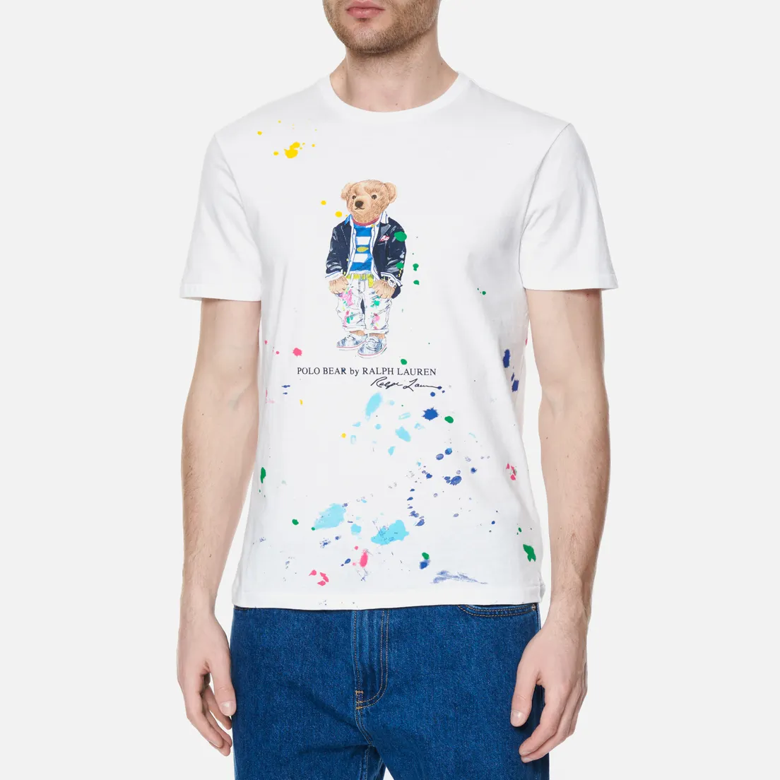 Polo Ralph Lauren Мужская футболка Custom Slim Fit Polo Bear Blazer And Paint-Splatter Trousers