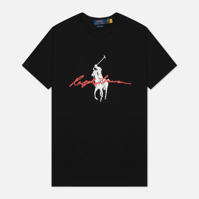Мужская футболка Polo Ralph Lauren, цвет чёрный, размер S 710-858444-002 Custom Slim Fit Big Pony Script - фото 1