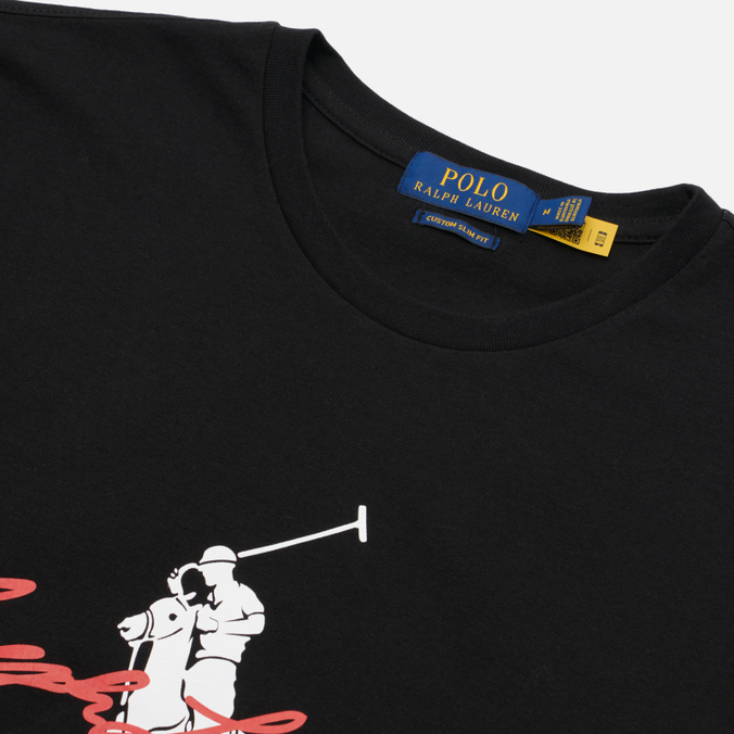 Мужская футболка Polo Ralph Lauren, цвет чёрный, размер S 710-858444-002 Custom Slim Fit Big Pony Script - фото 2