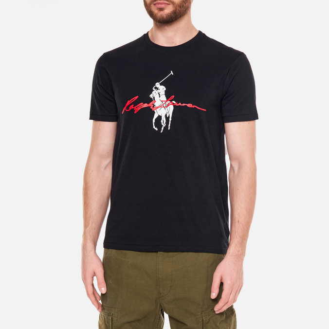 Мужская футболка Polo Ralph Lauren, цвет чёрный, размер S 710-858444-002 Custom Slim Fit Big Pony Script - фото 3
