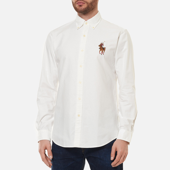 Мужская рубашка Polo Ralph Lauren Custom Fit Polo Bear Oxford BSR White/Riding Bear