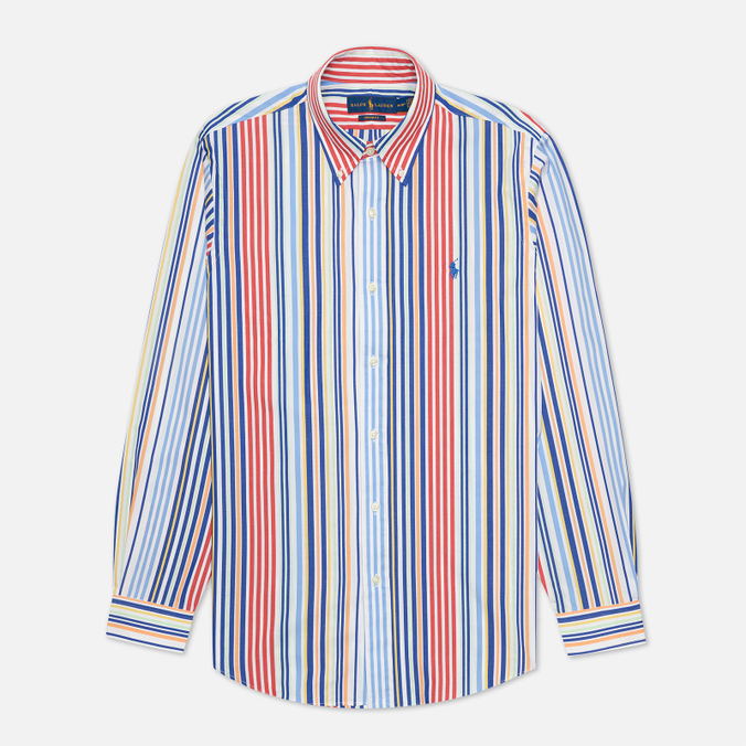 Мужская рубашка Polo Ralph Lauren, цвет синий, размер XL 710-867294-005 Custom Fit Stripe Poplin - фото 1