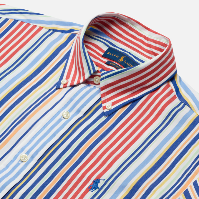 Мужская рубашка Polo Ralph Lauren, цвет синий, размер XL 710-867294-005 Custom Fit Stripe Poplin - фото 2