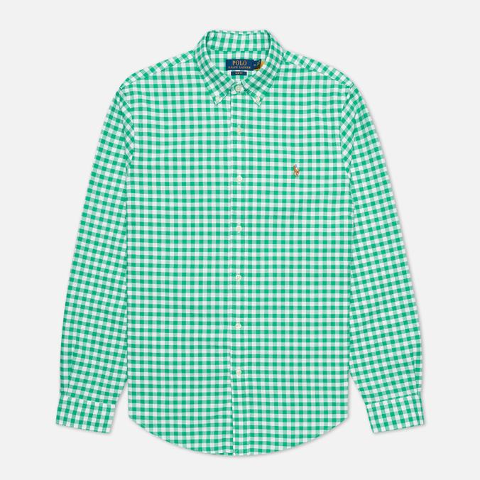 Мужская рубашка Polo Ralph Lauren, цвет зелёный, размер S 710-867338-002 Slim Fit YD Oxford Gingham - фото 1