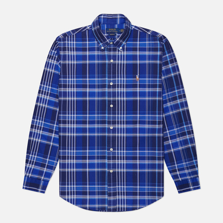  Мужская рубашка Polo Ralph Lauren Plaid Oxford Custom Fit, цвет синий, размер L