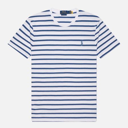 Мужская футболка Polo Ralph Lauren Classic Fit Striped Jersey, цвет белый, размер S