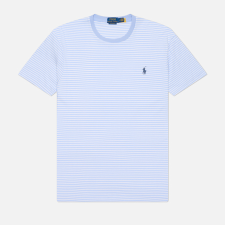 Мужская футболка Polo Ralph Lauren Custom Slim Fit 50/1 YD Interlock, цвет голубой, размер XL