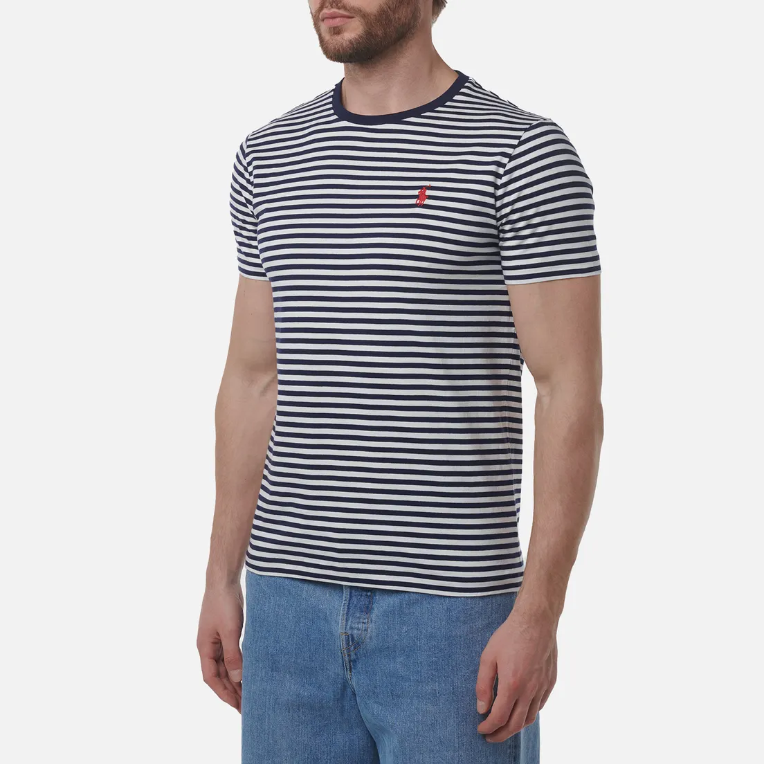 Polo Ralph Lauren Мужская футболка Embroidered Logo Stripe Custom Slim