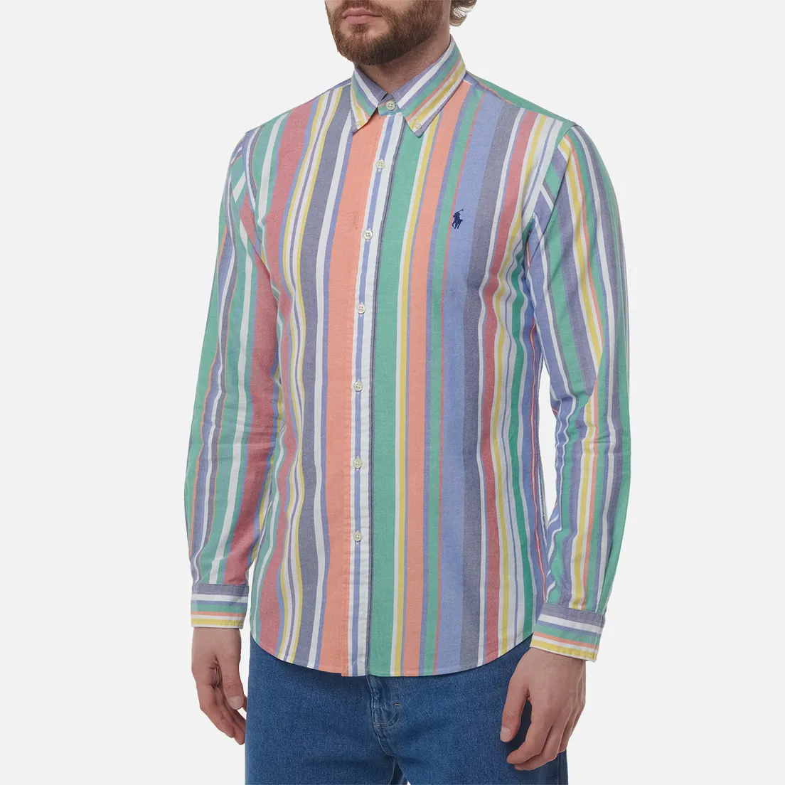 Polo Ralph Lauren Мужская рубашка Custom Fit Button Down Stripe Oxford