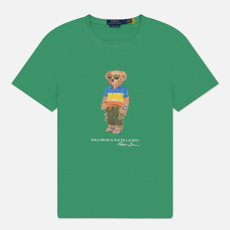 Мужская футболка Polo Ralph Lauren Custom Slim Fit Polo Bear Jersey, цвет зелёный, размер XXL
