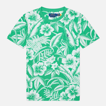 Мужская футболка Polo Ralph Lauren Custom Slim Fit Tropical Jersey, цвет зелёный, размер M