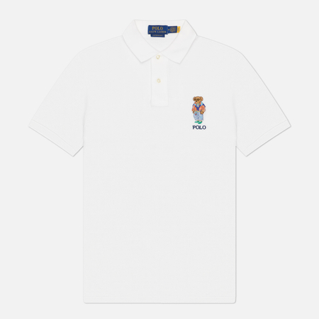 Мужское поло Polo Ralph Lauren Polo Bear Pique Custom Slim Fit, цвет белый