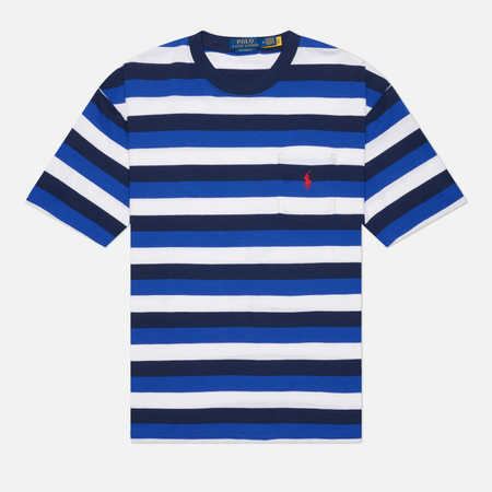 Мужская футболка Polo Ralph Lauren Yarn-Dyed 20S Uneven Jersey Striped, цвет синий, размер M
