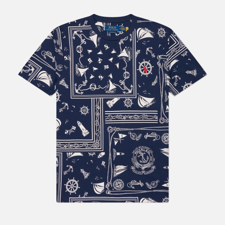 Мужская футболка Polo Ralph Lauren Regular Fit 26/1 Printed Jersey, цвет синий, размер XL