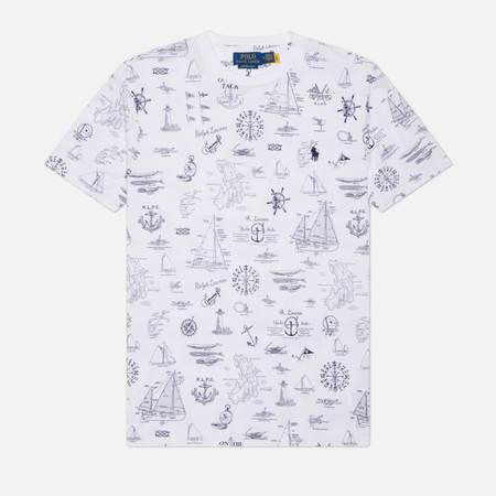 Мужская футболка Polo Ralph Lauren Custom Slim Fit 26/1 Printed Jersey, цвет белый, размер M