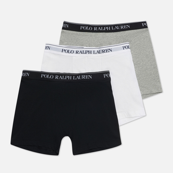 Комплект мужских трусов Polo Ralph Lauren Boxer Brief 3-Pack White/Black/Andover Heather