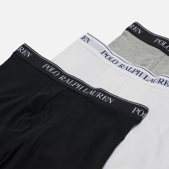 Комплект мужских трусов Polo Ralph Lauren Boxer Brief 3-Pack White/Black/Andover Heather