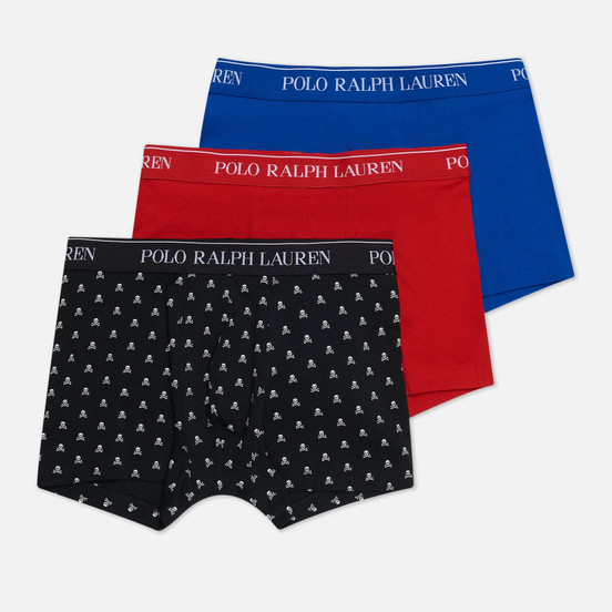 Комплект мужских трусов Polo Ralph Lauren Classic Trunk 3-Pack Black All Over Skull/Red/Sapphire