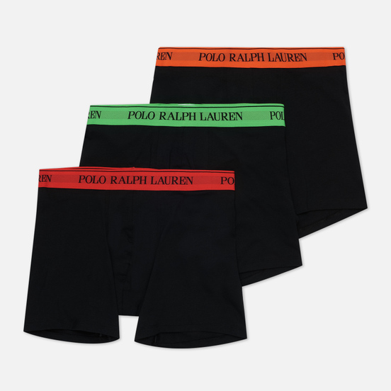 Комплект мужских трусов Polo Ralph Lauren Boxer Brief 3-Pack Black Green/Black Orange/Black Red