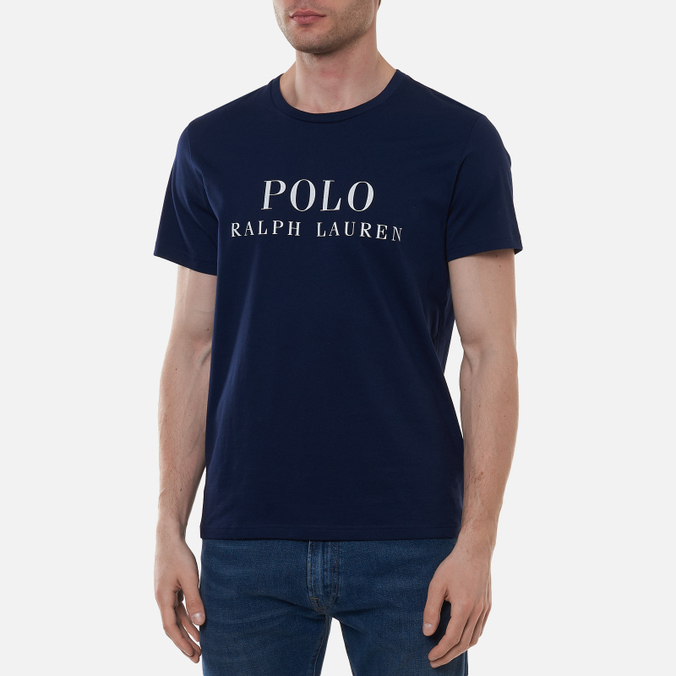 Мужская футболка Polo Ralph Lauren, цвет синий, размер S 714-830278-008 Crew Neck Chest Branded Sleep Top - фото 3