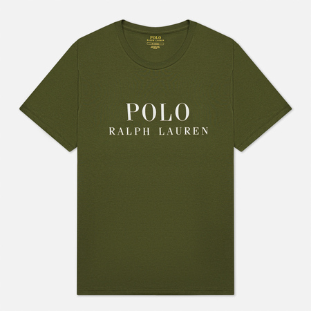 Мужская футболка Polo Ralph Lauren Crew Neck Chest Branded Sleep Top, цвет оливковый, размер XXL