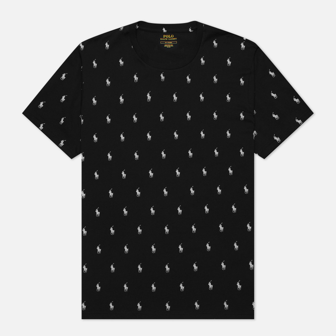 Мужская футболка Polo Ralph Lauren, цвет чёрный, размер L 714-830281-001 Crew Neck All Over Print Sleep Top - фото 1
