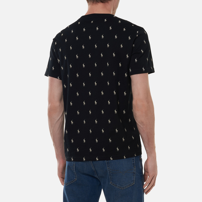Мужская футболка Polo Ralph Lauren, цвет чёрный, размер L 714-830281-001 Crew Neck All Over Print Sleep Top - фото 4