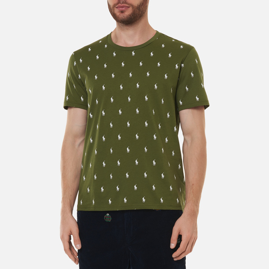 Мужская футболка Polo Ralph Lauren Crew Neck All Over Print Sleep Top Supply Olive