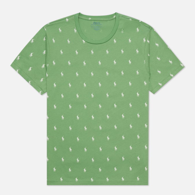 Мужская футболка Polo Ralph Lauren, цвет зелёный, размер M 714-830281-008 Crew Neck All Over Print Sleep Top - фото 1