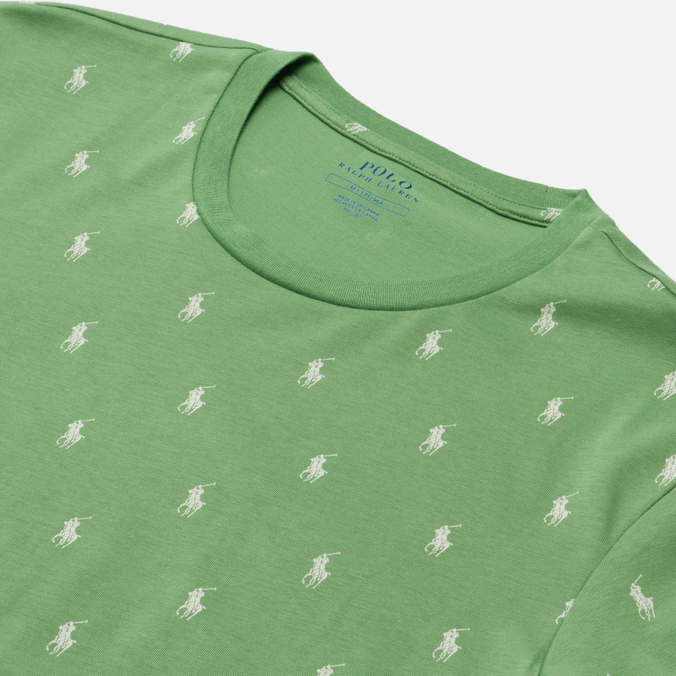 Мужская футболка Polo Ralph Lauren, цвет зелёный, размер M 714-830281-008 Crew Neck All Over Print Sleep Top - фото 2